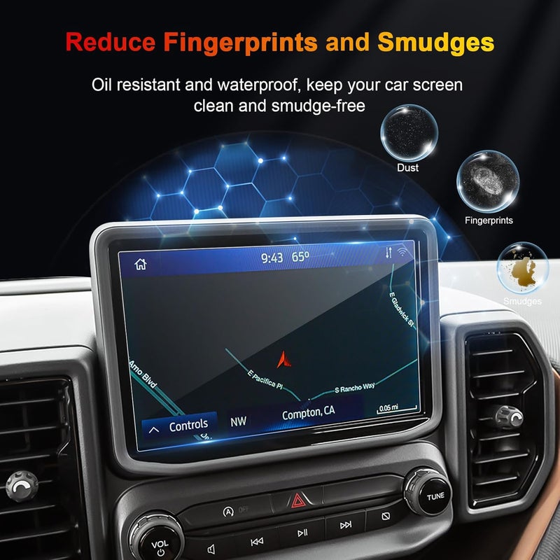 BSTW Bronco Screen Protector 8 In for 2021-2024 Ford Bronco/Bronco Sport Base/Big Bend/Outer Banks/Badlands SYNC 3 8-In Touchscreen Anti-Scratch Tempered Glass Protective Film (Bronco Sport 8-In HD) - Image 3